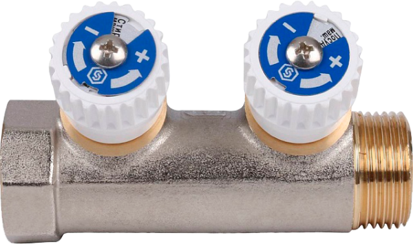 Коллектор 1"х1/2" с 2-мя кранами Stout(18/1)