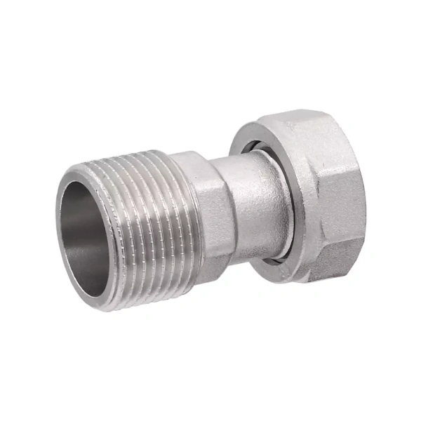 Полусгон никелированный с накидной гайкой и наружной резьбой 1/2"x1/2" (400/20шт)