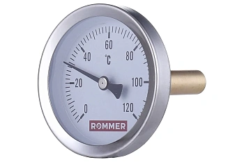 Термометр бимет 0-120°С 63мм с погружной гильзой 50мм  1/2" ROMMER