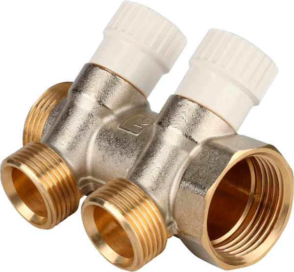 Коллектор 1"х3/4" с 2-мя кранами Stout (15/1) 