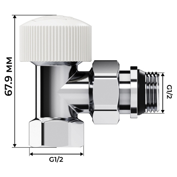 Набор термостатический угловой RoyalThermo Design 1/2"М30х1,5 (Хром)