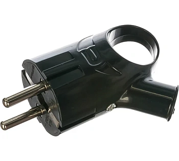 Вилка угловая с ушком с заземлением черная (16 А; 250 В ) "UNIVERSAL" (А0112)