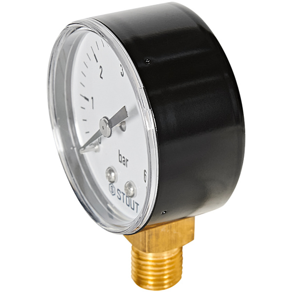 STOUT Манометр радиальный. Корпус Dn 50 мм 1/4  , 0...6 бар, кл.2.5