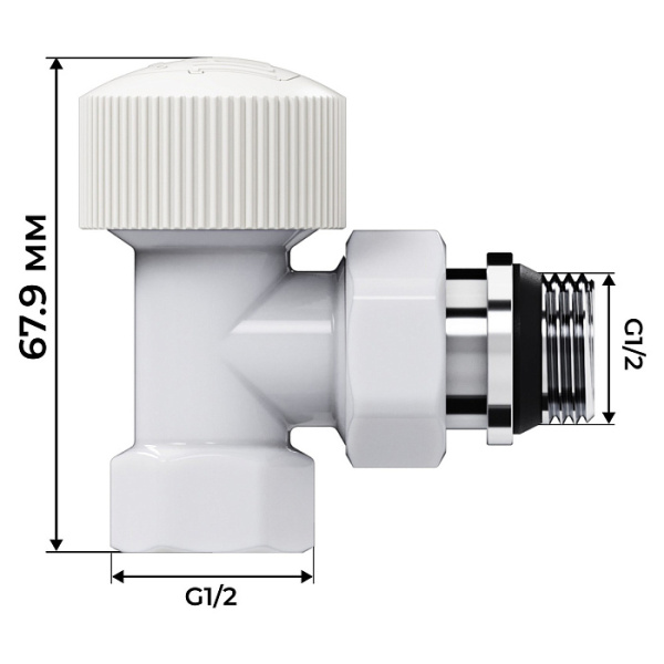 Набор термостатический угловой RoyalThermo Design 1/2"М30х1,5 (Белый)