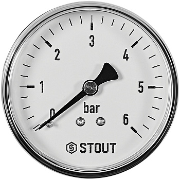 Манометр аксиальный. Корпус Dn 63 мм 1/4 , 0...6 бар, кл.2.5 STOUT 