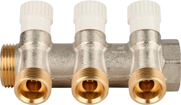 Коллектор 1"х3/4" с 3-мя кранами Stout (12/1) 