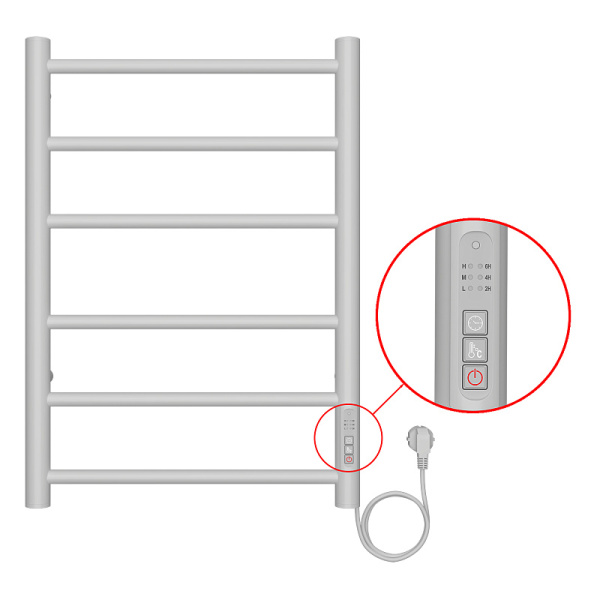 Полотенцесушитель PARMA 400/600 электрический R 6 перек. AZARIO(белый) (88227) Магазин сантехники Нижний Новгород
