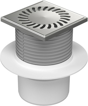 421 L Трап прямой с фартуком регулир- сетка из нерж. стали 122х122 DN 110 (PV110N-L2)(4/1)