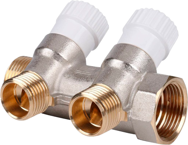 Коллектор 3/4"х1/2" с 2-мя кранами Stout 