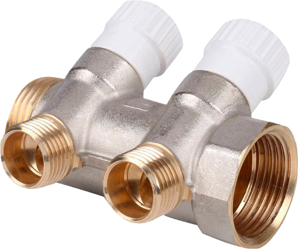 Коллектор 1"х1/2" с 2-мя кранами Stout(18/1)