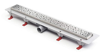 Водоотводящий  желоб L450 с решеткой Drops глянец и рамкой из нержавейки