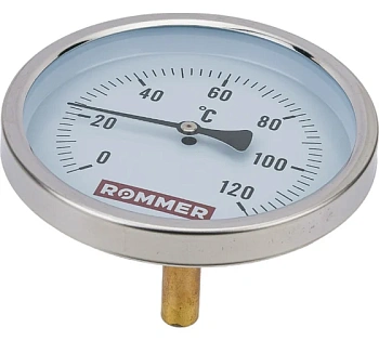 Термометр бимет 0-120°С-100мм с погружной гильзой 50мм  1/2" ROMMER