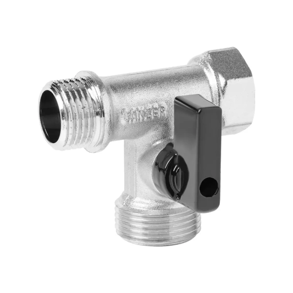 Кран 3-х проход.для стир-машины  "VER-PRO"мат. хром  LUX