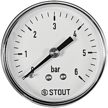 Манометр аксиальный. Корпус Dn 50 мм 1/4 , 0...6 бар, кл.2.5 STOUT 