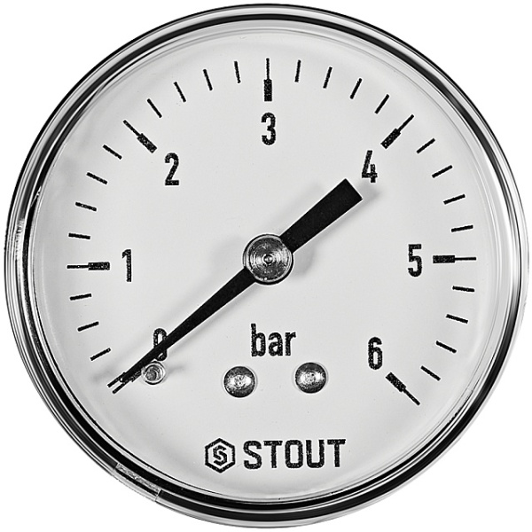 STOUT Манометр аксиальный. Корпус Dn 50 мм 1/4 , 0...6 бар, кл.2.5
