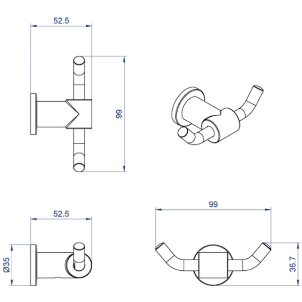 FORNY Крючок двойной, хром