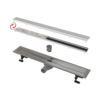 Водоотводящий желоб APZ13 DOUBLE 9 Fit and Go Alca с двухсторонней решеткой Alcaplast