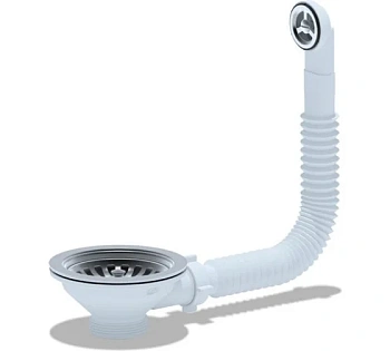 Выпуск 3 1/2" для керамической мойки с гибким переливом Ани пласт  (круглый) (10/1)