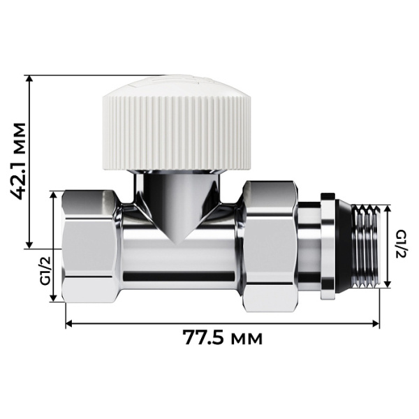 Набор термостатический прямой Royal Thermo Design 1/2"М30х1,5 (Хром