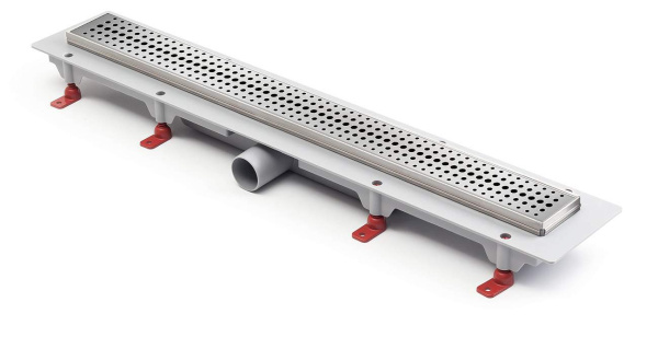 Водоотводящий  желоб L450 с решеткой Basic глянец и рамкой из нержавейки