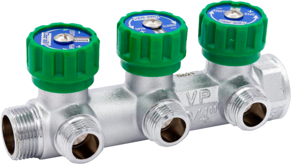 Коллектор регулирующий плоский и 3/4-16-3 вых."VER-PRO"(20/1шт)