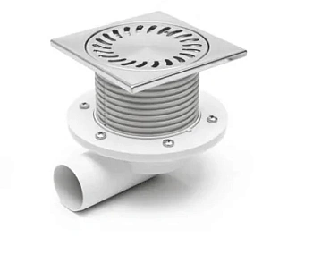 445L  Трап боковой с фартуком регулир- сетка из нерж. стали 150х150 DN 50 (PVB50N-L4)