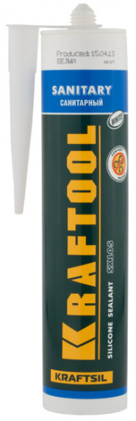 KRAFTOOL SANITARY, 300 мл, белый, санитарный силиконовый герметик