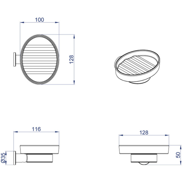 FORNY Мыльница керамическая, хром