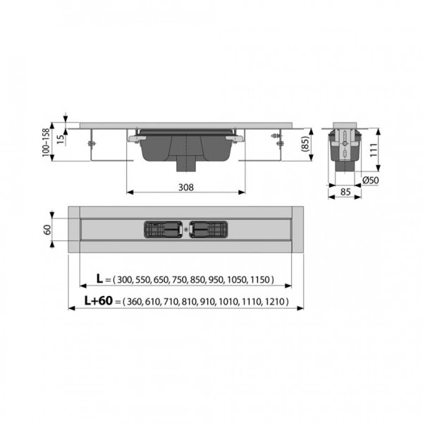 Водоотводящий желоб (вертикальный сток) APZ1001S Alcaplast  Магазин сантехники Нижний Новгород