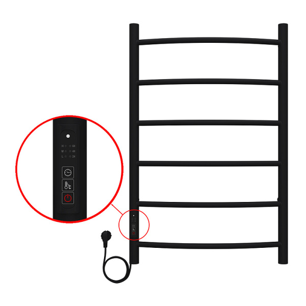 Полотенцесушитель VERONA 500/800 электрический L 6 перек. AZARIO(черный) (88219) Магазин сантехники Нижний Новгород