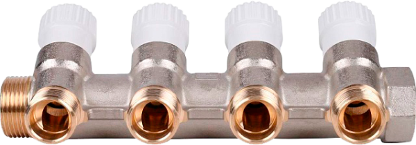 Коллектор 1"х1/2" с 4-мя кранами Stout  (9/1)