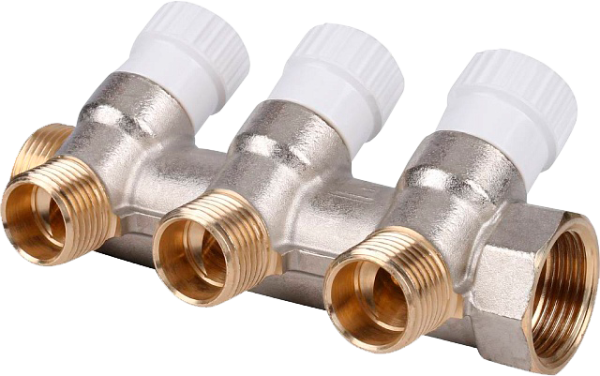 Коллектор 3/4"х1/2" с 3-мя кранами Stout (25/1)