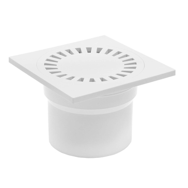 323 P-b Трап прямой - сетка БЕЛЫЙ  пластик 150х150 DN 110 (DNS110P-b)(9/1)