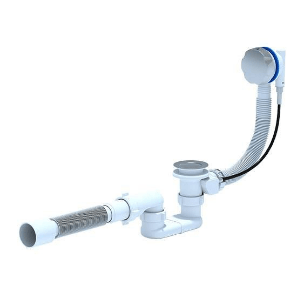 Сифон для ванны полуавтомат плоский 520 мм металл труба 375х50 АНИ Пласт